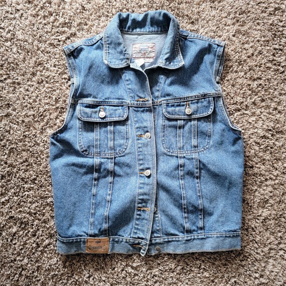 Denim Jean PS Gitano Cotton Vintage Vest Grunge Western 90s 00s Y2k BLUE summer